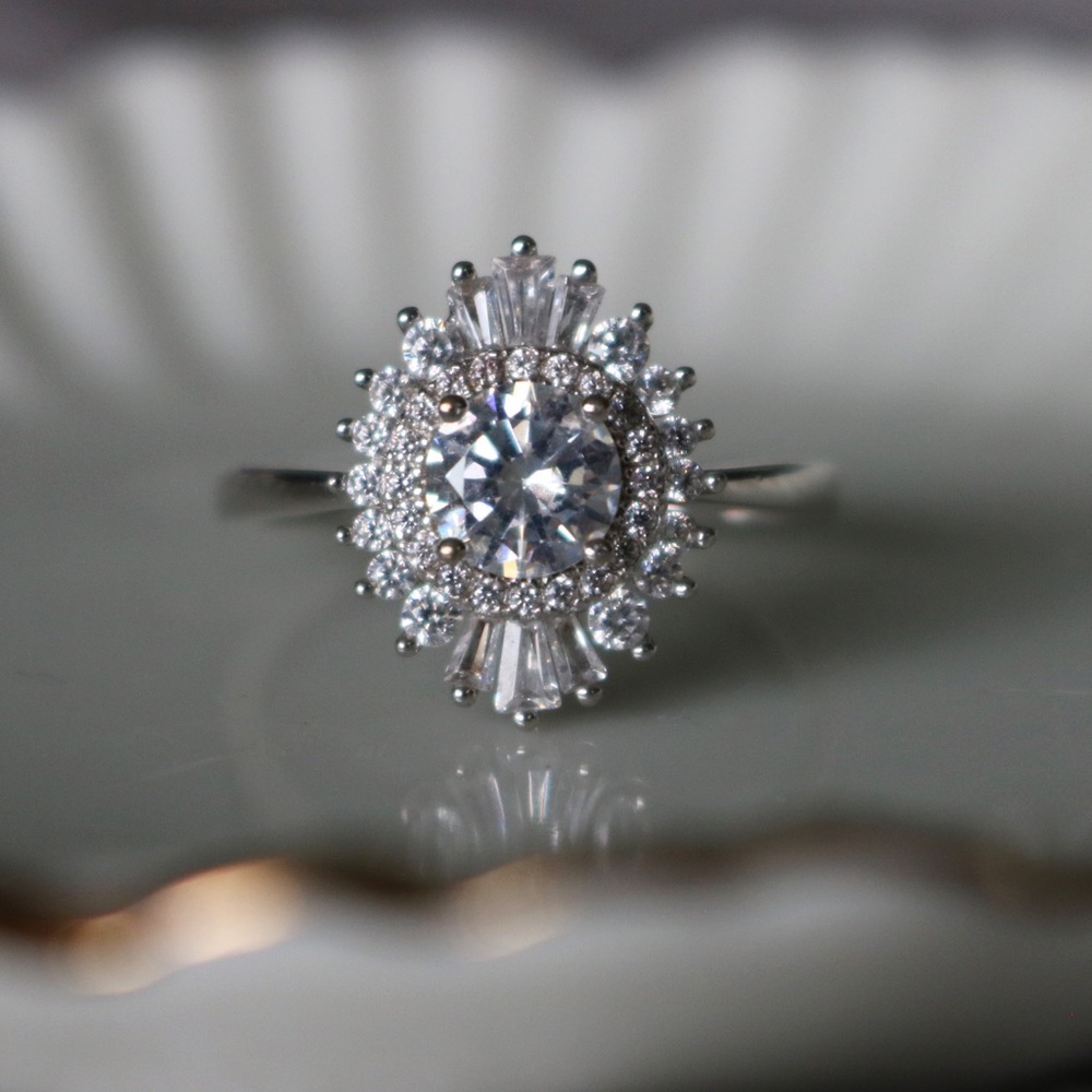 Art Deco Waterfall Engagement Cocktail Ring